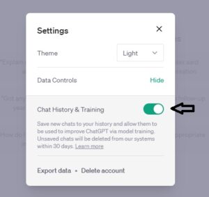 ChatGPT History Setting - 1